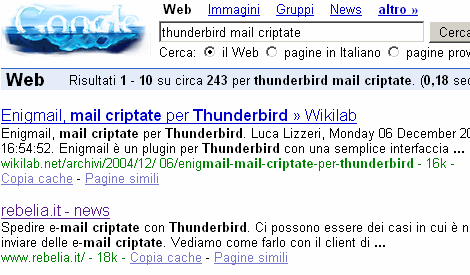 Google - Thunderbird mail criptate