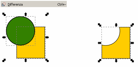La selezione formata rimuovendo dal quadrato la parte in comune con il cerchio