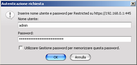 Interfaccia di richiesta login: aggiungere id admin e relativa password