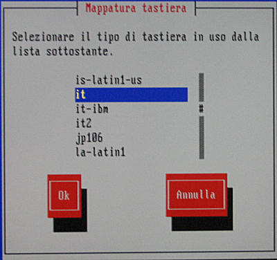 Selezione tastiera