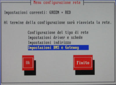 Scelgo di impostare DNS e gateway