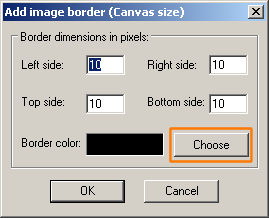 Per aggiungere un bordo all'immagine, scegliere Image - Canvas size