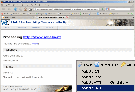 Verifica dei link: Tools - Validate links