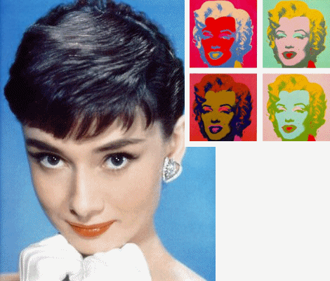 Foto originale di Audrey Hepburn e miniatura della foto di Marilyn Monroe