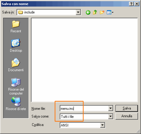 Salvare con estensione a scelta, ricordandosi di impostare 'Tutti i files' su 'Salva come'