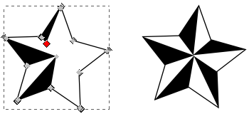 Con lo stesso effetto applicato a una stella, la si rende tridimensionale