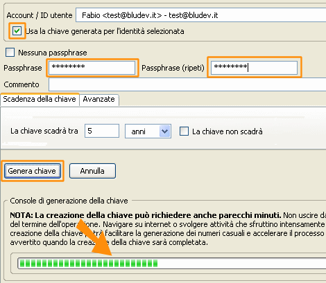 Procedura di generazione delle chiavi