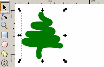 Ridimensiono l'albero con lo strumento freccia (primo in alto nella barra strumenti di sinistra)
