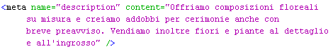 Meta description con la descrizione stringata dei contenuti