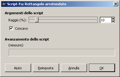 Arrotondamento rettangolo verso l'interno: raggio 10 e spunta su concavo