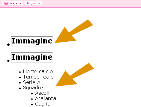 Il menu di navigazione secondario della Gazzetta dello Sport risulta solo parzialmente accessibile disabilitando le immagini