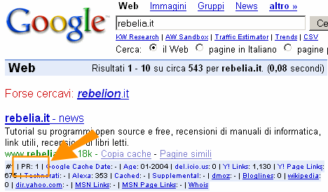 Il page rank di rebelia.it è in ascesa: era a 0 ed è passato a 1