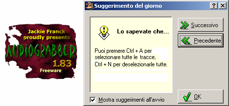 All'apertura del programma, in automatico compare il suggerimento del giorno