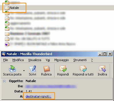 Esempio di messaggio lasciato tranquillamente filtrare