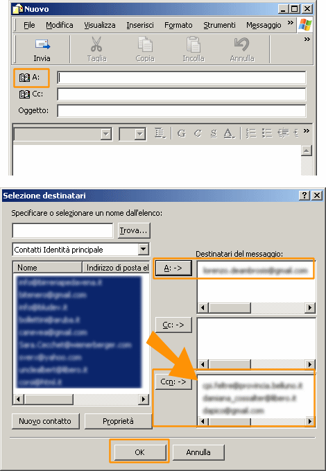 Copia carbone nascosta con Outlook Express