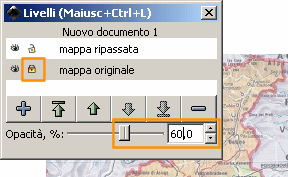 Blocco il livello su cui è posata, ne abbasso l'opacità, creo un nuovo livello sul quale mi sposto per lavorare: Livello -> Livelli (ultima voce del sottomenu)