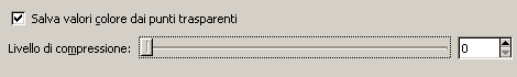 Salvo in formato png per salvaguardare la trasparenza dello scotch; per farlo, seleziono la relativa voce nel pannello delle opzioni e imposto la compressione al minimo