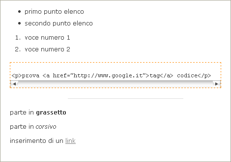 Aspetto dei tag interpretati