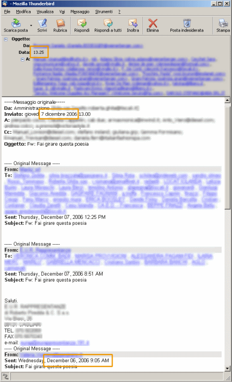 SPAM - Inoltro con indirizzi in chiaro
